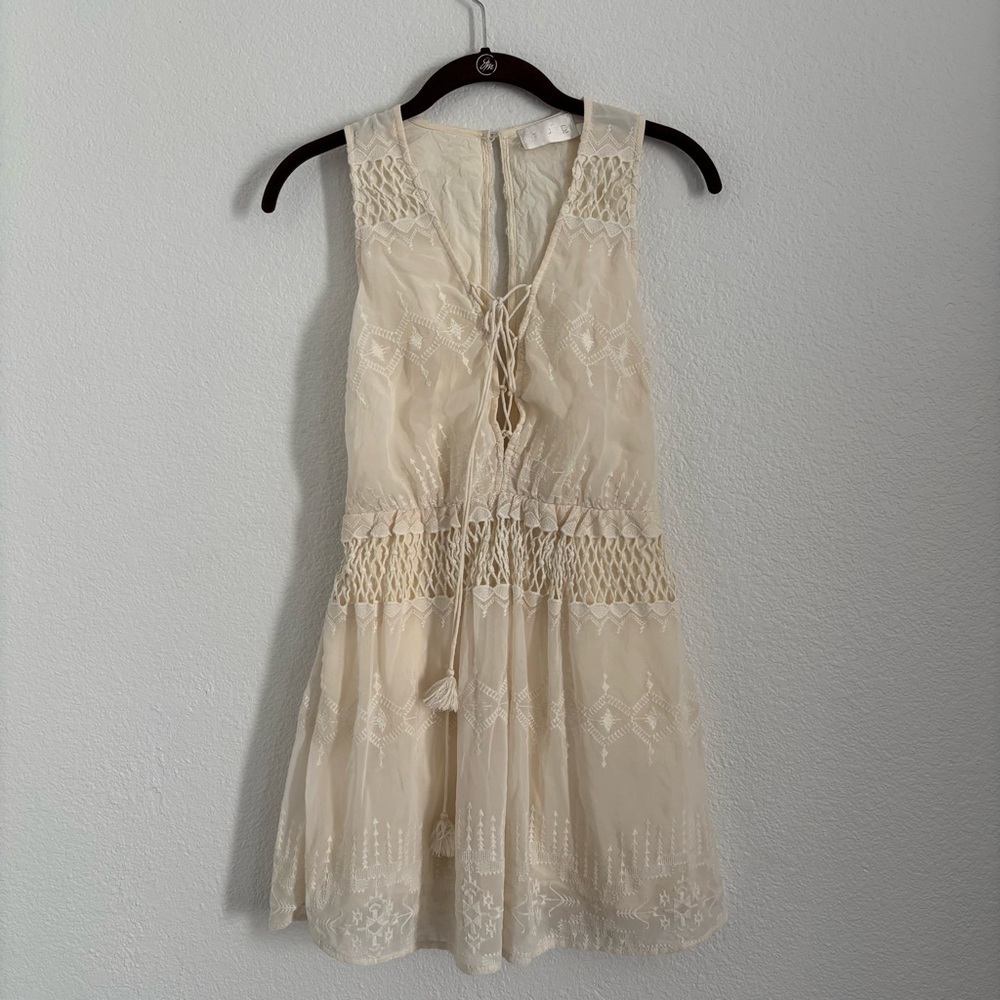 The Jetset Diaries Women's Size XS Ivory Embroidered Mini Dress